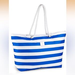 Bang & Carson XXL Waterproof Beach Tote Blue White Striped NWT